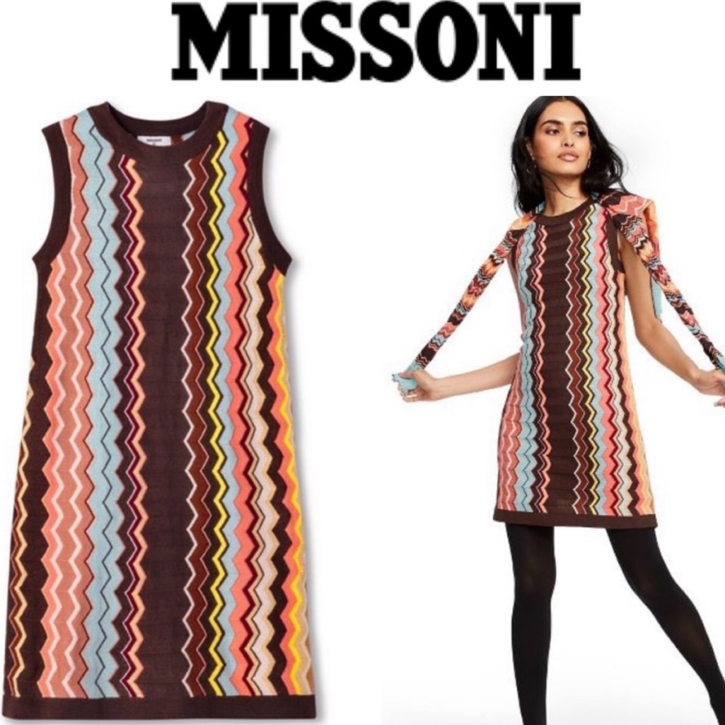 L Missoni Target Color Zig Zag Sweater Dress